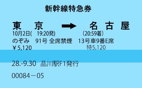 新幹線特急券