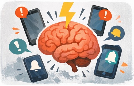 デジタル機器が脳みそに刺激をもたらすイラスト